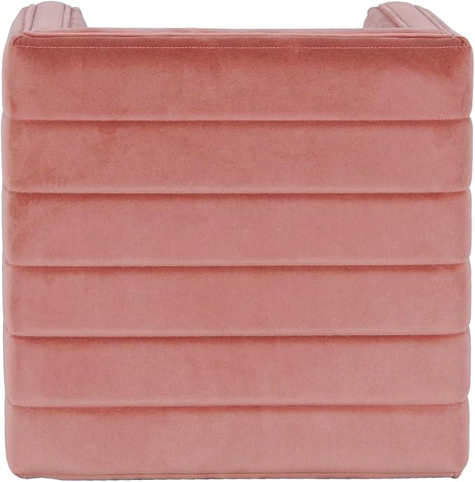 Spatial Order Modern Channel Tufted Velvet Ottoman | Spatial Order Home Décor | Ottoman for Living Room & Bedroom - Blush Pink