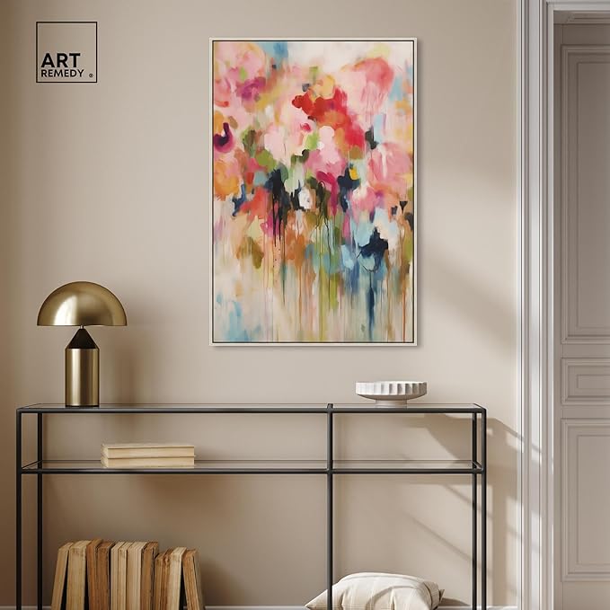 Art Remedy Soft Lush Pastel Canvas New Floral Wall Art, Silver Frame, 24" x 36"