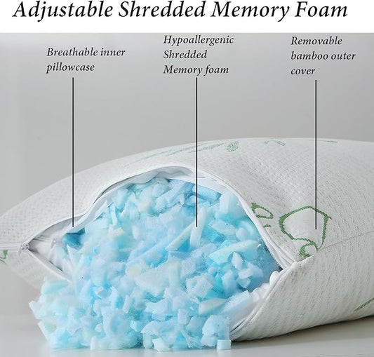 HOXXME Body Pillow for Adults Shredded Memory Foam Long Full Body Pillow for Sleeping with Breathable Cover Firm Hug Large Pillows for Side/Back Sleepers 20x54