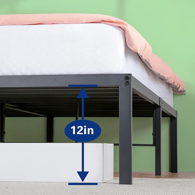 Olee Sleep 14 Inch Dura Metal Steel Slat Bed Frame, Twin XL