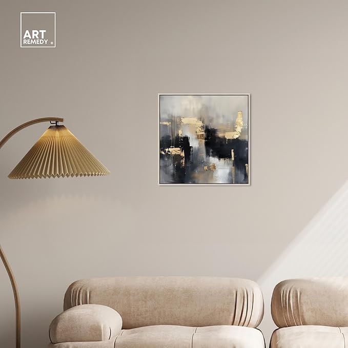 Art Remedy Daring Canvas Colorful Abstract Wall Art, Silver Frame, 20" x 20"