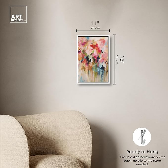 Art Remedy Soft Lush Pastel Canvas New Floral Wall Art, White Frame, 10" x 15"