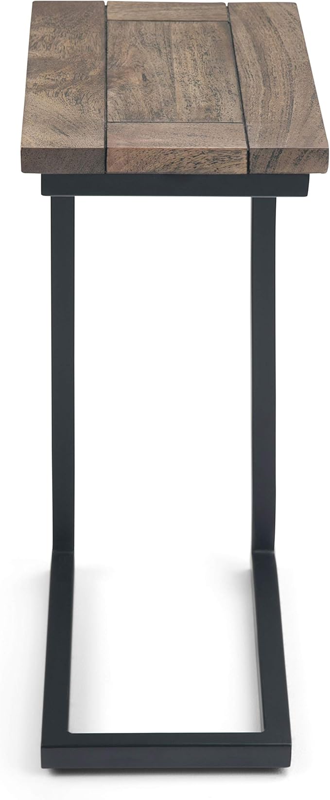 SIMPLIHOME Skyler C-Side Table - 18" Wide x 24" High Solid Mango Wood and Metal Slide-Under Table in Beach Brown, Industrial Accent Table or End Table for Living Room with Open Frame Design, Assembled