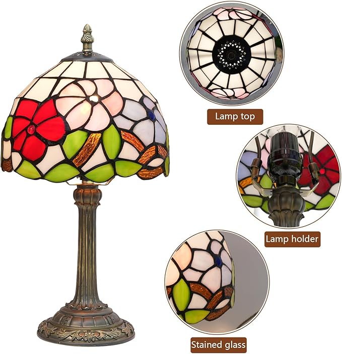 Tiffany Lamp Stained Glass lamp Small Bedside Table Lamps for Living Room Bedroom Dorm Kitchen Home Decor Festival Birthday Gift,Morning Glory