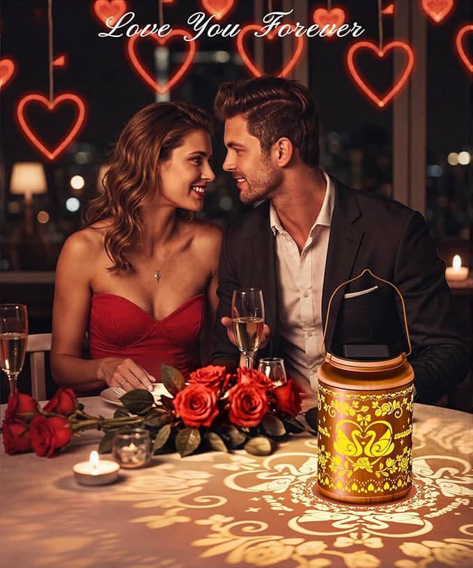 Solar Lanterns Outdoor Waterproof Decorative Garden Solar Lights Outdoor,Hanging Hollow Out Metal Ornaments Decor for Outside Lawn,Patio,Balcony,Yard Unique Gifts for Women Valentine Day Gifts