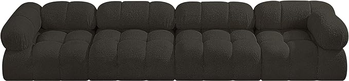 Meridian Furniture 611Brown-S136A Ames Collection Modern | Contemporary Modular Sofa with Rich Brown Boucle Fabric, Modular to Create Infinite Configurations, 136" W x 34" D x 28" H, Brown