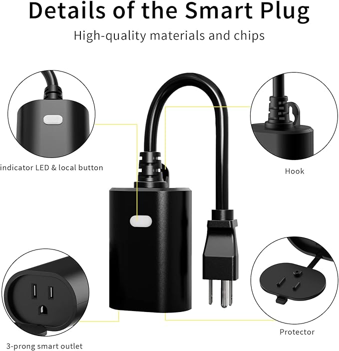 Minoston Heavy Duty Smart Plug, Wi-Fi Outdoor Smart Plug, Dimmer Plug Compatible with Alexa, Smart Life, Google Home