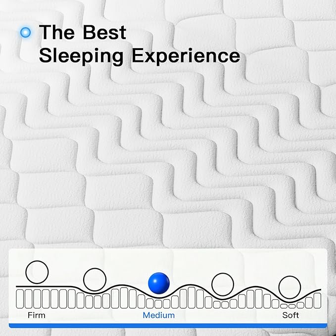 BBMI King Mattress in a Box, Medium Firm 12 Inch King Mattress with Extra Lumbar Support, Hybrid Mattresses with Gel Memory Foam and Pocket Springs, Strong Edge Support, Pressure Relief
