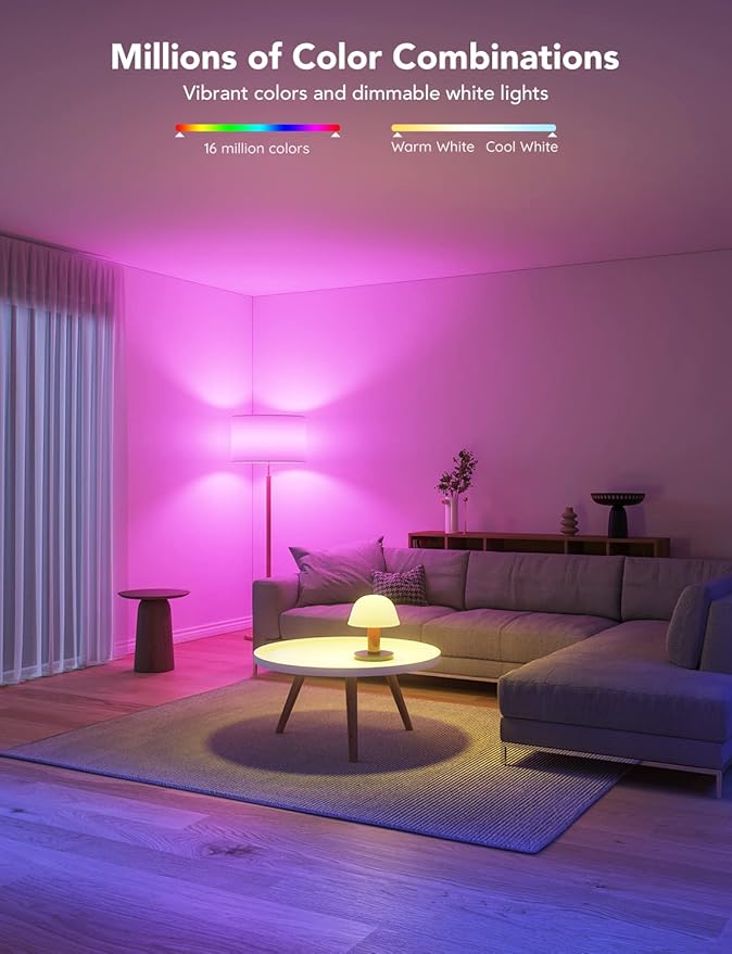 Govee A19 Smart Light Bulbs 1000 Lumen 2 Pack Bundle with Smart Plug 15A H5080 4 Pack