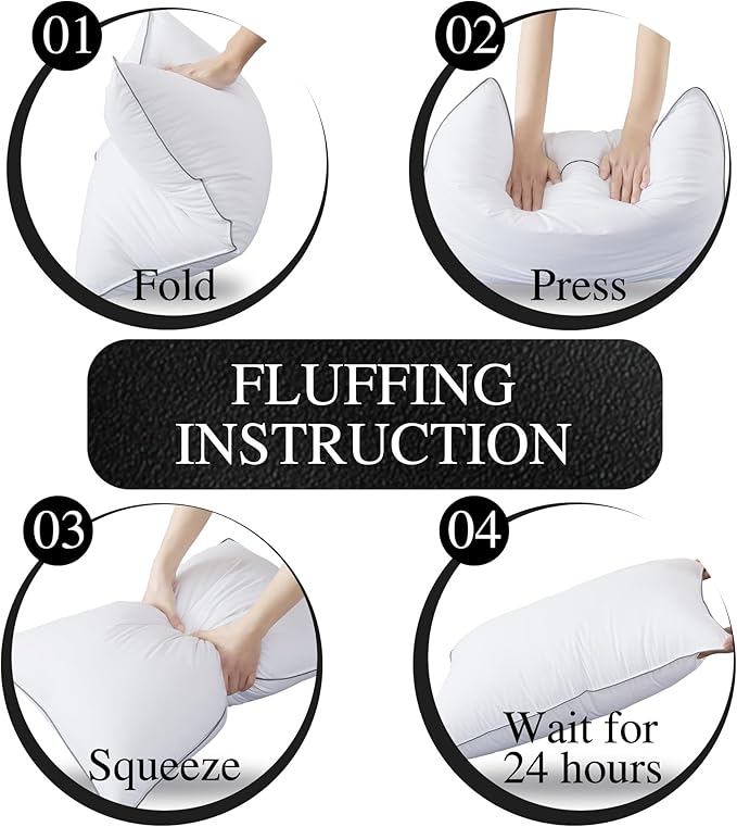 WhatsBedding Goose Down Pillows Standard Size Set of 2, Luxury Hotel Bed Pillows for Deep Sleep, Fluffy Soft Feather Down Pillow for Back, Stomach or Side Sleepers, 20" x 26"