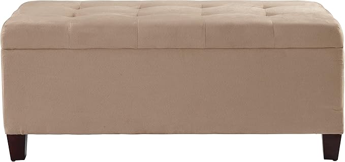 Linon Carmen Shoe Storage Ottoman, 20" x 48" x 20", Beige