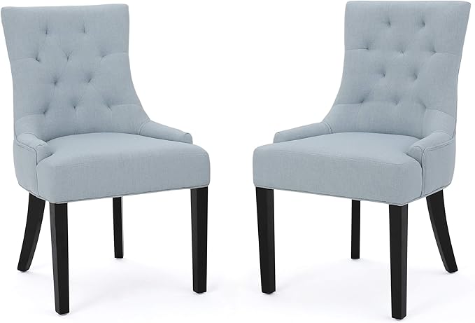 Christopher Knight Home Hayden Fabric Dining Chairs, 2-Pcs Set, Wood, Light Sky