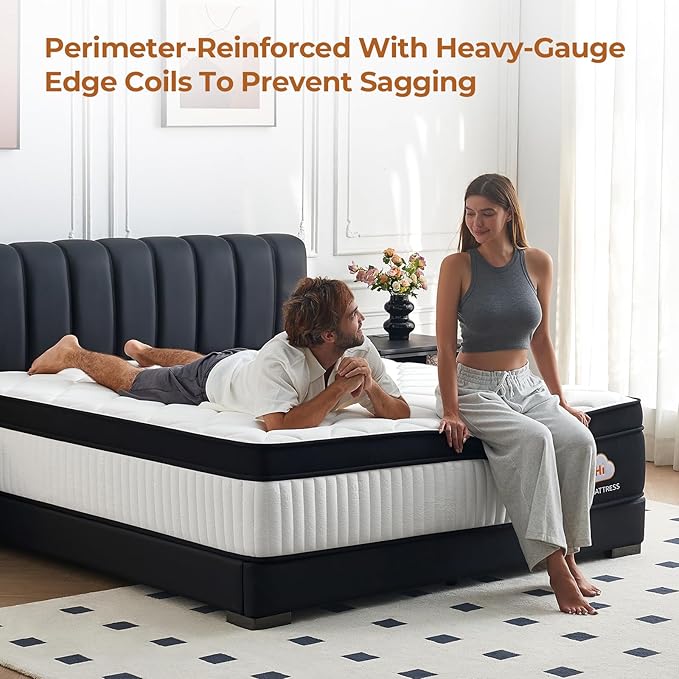 Full Size Mattress 12 Inch Hybrid Full Mattress in a Box, Memory Foam and Individual Pocket Springs for Pressure Relief, Medium Firm, CertiPUR-US Certified, Fiberglass-Free