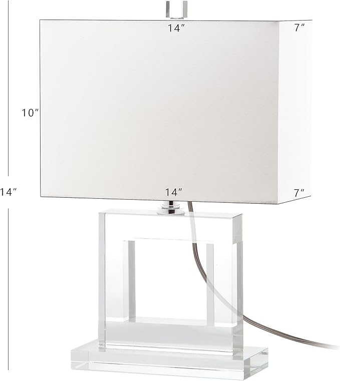 SAFAVIEH Lighting Collection Town Square Clear Crystal 21-inch Table Lamp with USB Charging Port