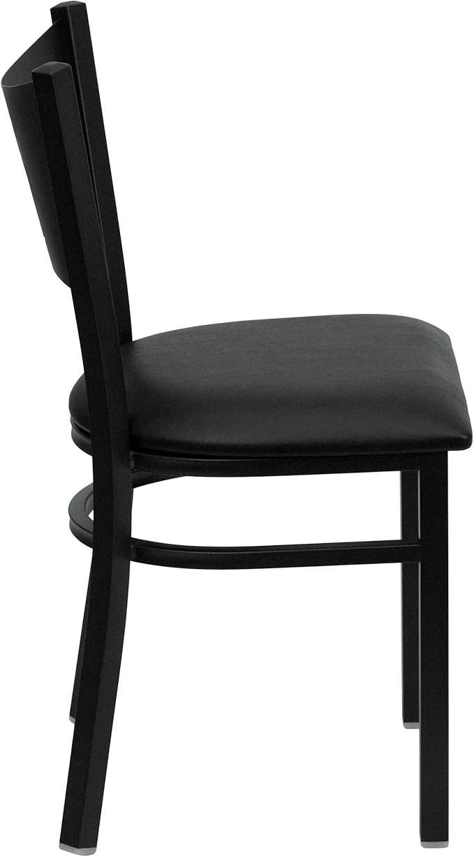 Flash Furniture 4 Pack HERCULES Series Black Coffee Back Metal Restaurant Chair - Black Vinyl Seat