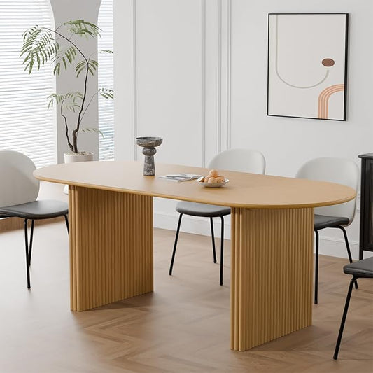 Casaphoria 67" Oval Dining Table, Modern Kitchen Table for 4-6, Farmhouse Style Large Table, Easy Assembly for Living Room, Kitchen and Bar, Natural Wood