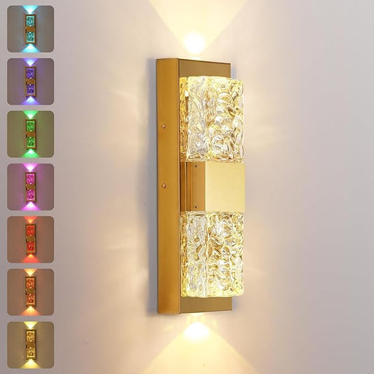Dusk to Dawn Outdoor Lighting Fixture Wall Mounted - 14.2'' Waterproof Wall Sconce 12W LED Crystal Modern Outside Wall Lamp for Hallway Doorway Porch Patio