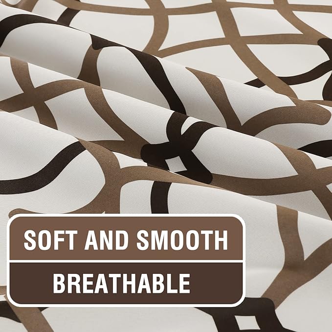 H.VERSAILTEX Blackout Curtains Printed Design 108 Inch Length 2 Panels Set Thermal Insulated Curtains for Bedroom Living Room Geometric Modern Grommet Window Drapes - Taupe and Brown