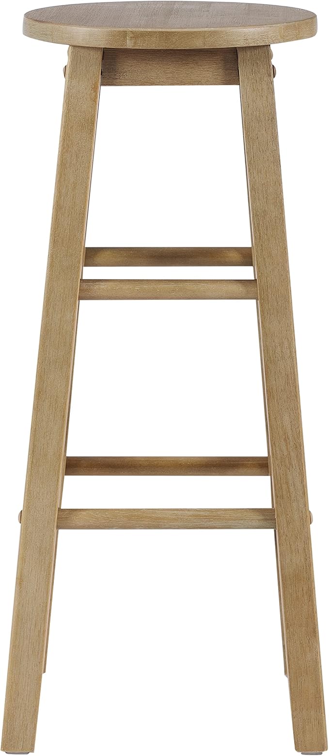 Zeke Grey Wash 29" Barstool with Round Seat by Linon