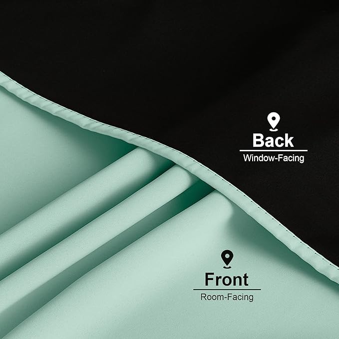 NICETOWN Aqua Blue 52x84 Inch 100% Blackout Curtains, 2 Panels Energy Smart & Noise Blocking Out Drapes for Living Room Window, Thermal Insulated Guest Room Lined Window Dressing, Rod Pocket