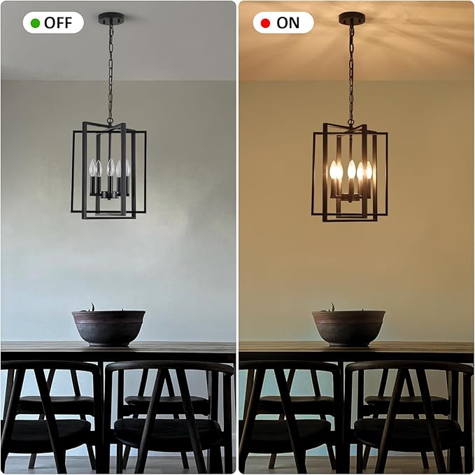 Black Modern Farmhouse Chandelier for Dining Room, 5-Light Pendant Lights Fixtures for Kitchen Island, Foyer Lighting Fixtures High Ceiling for Entryway Hallway Living Room Bedroom