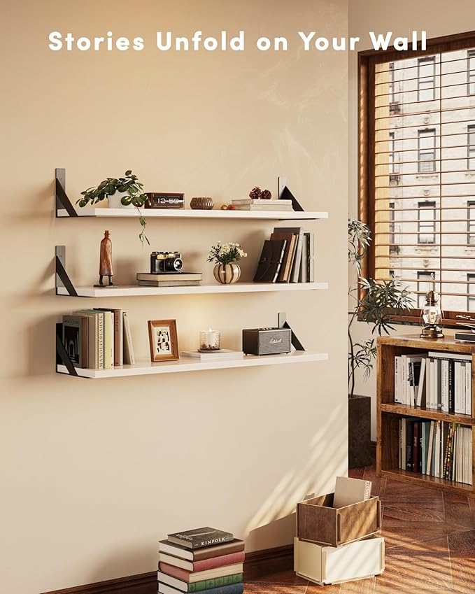 Floating Shelves for Wall, Wall Mount Book Shelf, Hanging Shelves, Wall Bookshelf for Bedroom, Office, Living Room