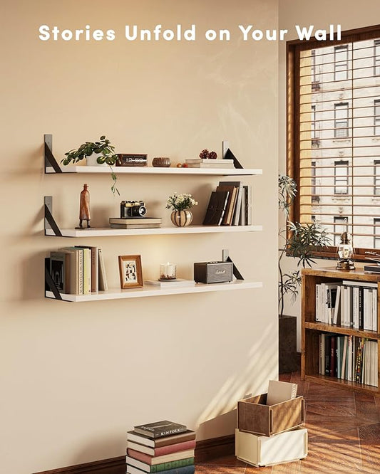 Floating Shelves for Wall, Wall Mount Book Shelf, Hanging Shelves, Wall Bookshelf for Bedroom, Office, Living Room