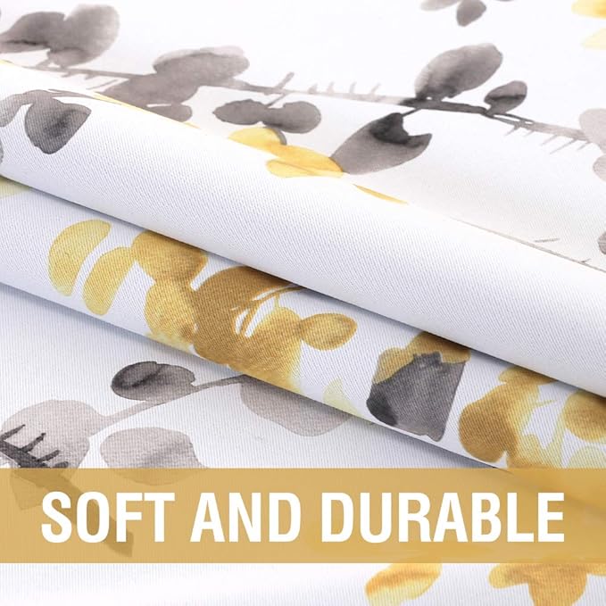 H.VERSAILTEX Floral Curtains for Living Room Darkening Thermal Insulated Panels 63 Inch Long Light Blocking Grommet Curtains/Drapes, 2 Panels, Vintage Classical Floral Printing Grey and Yellow