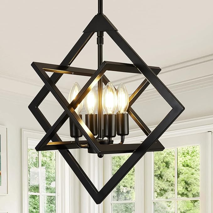 18" Modern Pendant Lights Kitchen Island, 4-Light Matte Black Farmhouse Pendant Light Fixtures, Industrial Hanging Pendant Lights Fixture for Kitchen Island Dining Room Bedroom Hallway Foyer Entryway