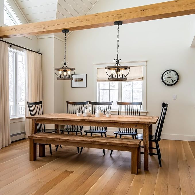 12.9'' Farmhouse Chandelier Light Fixture, 3-Light Dining Room Light Fixtures French Country Rustic Chandelier Over Table for Entryway Foyer Bedroom Living Room