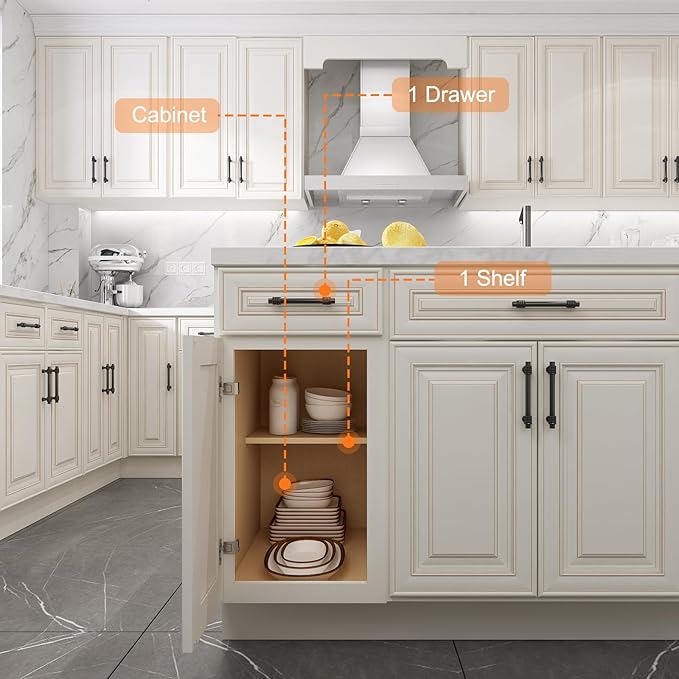 LOVMOR Kitchen Base Cabinets with Sideboard Storage, Entryway Cabinet, 1-Drawer & Adjustable Shelf, 18" W x 24" D x 34-1/2"H