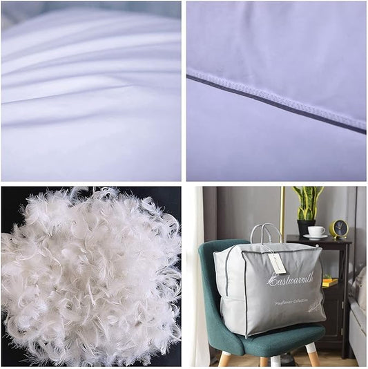 Set of 2 Goose Feather Down Cooling Pillow for Back, Stomach or Side Sleepers 2 Pack,100% Cotton Cover Standard Size(20X26IN) Gussted White