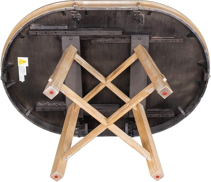 Ball & Cast Farmhouse Extendable Dining Table for 4-6, 42"-58" Extendable Kitchen-Table with a 16" Leaf, Round Ellipse Retro Wood Dining Room-Table w/Removable Leaves,Space Saving, Natural