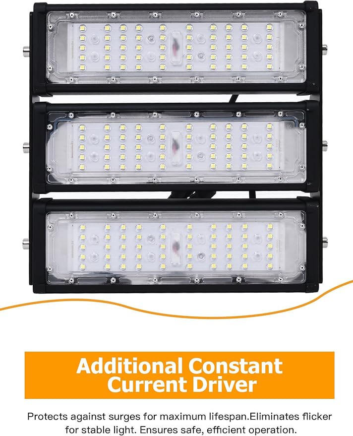 WERISE 150W Flood Lights Outdoor, IP66 Waterproof 30000LM 200LM/W Super Bright LED Stadium Light with Plug, 6000K Daylight White 100-277V Security Floodlight Lighting for Yard Parking Lot