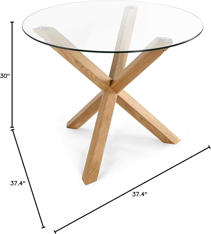 POLY & BARK Kennedy 37.4" Round Dining Table, Natural