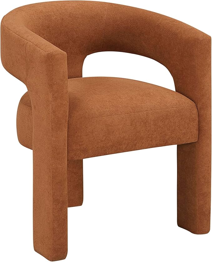 Lexicon Modern Boucle Upholstered Dining Chairs Set of 2, Curved Backrest Accent Chair with Plywood Frame and Plush Seat, for Dining Room, Home Office, No Assembly Required, Orange