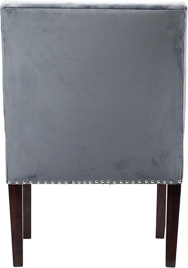 Sole Designs Samantha Collection Armless Accent Chair for Living Room, Office or Vanity, Durable Fabric Upholstery with Espresso Wood Frame, 24" Wide, Grey