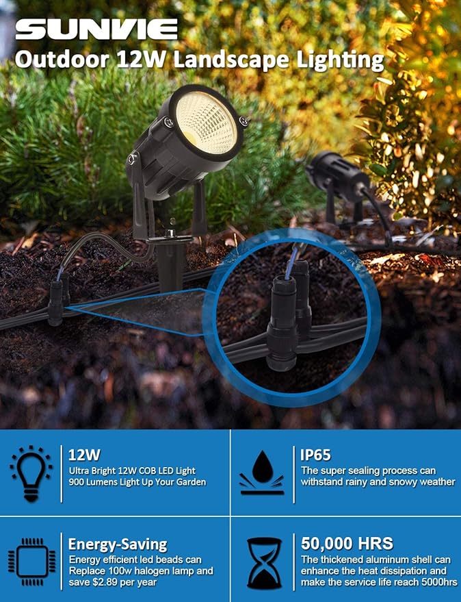 SUNVIE Low Voltage Wire Connector 12-16 Gauge Landscape Lighting Connectors Waterproof for Landscape Lights Outdoor Path Lights Work with Malibu Paradise and Other Low Voltage Lighting, 60 Pack