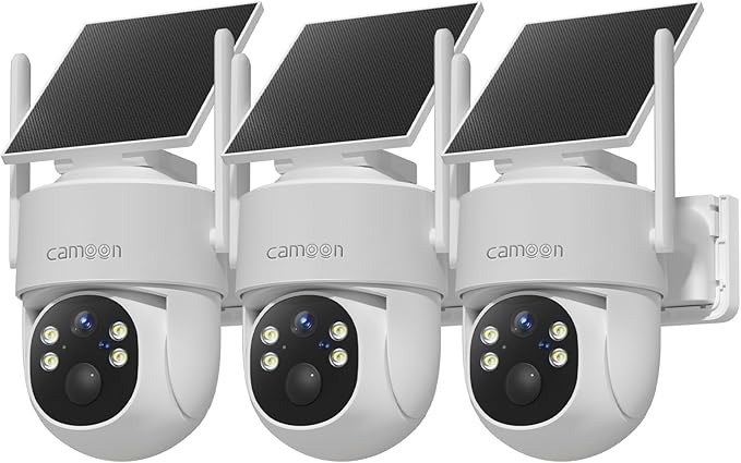 2K Solar Security Cameras Wireless Outdoor, 5/2.4Ghz WiFi Cameras for Home Security, Color Night Vision, Human Detection, Two-Way Audio, SD/Cloud Storage(3 Camera)