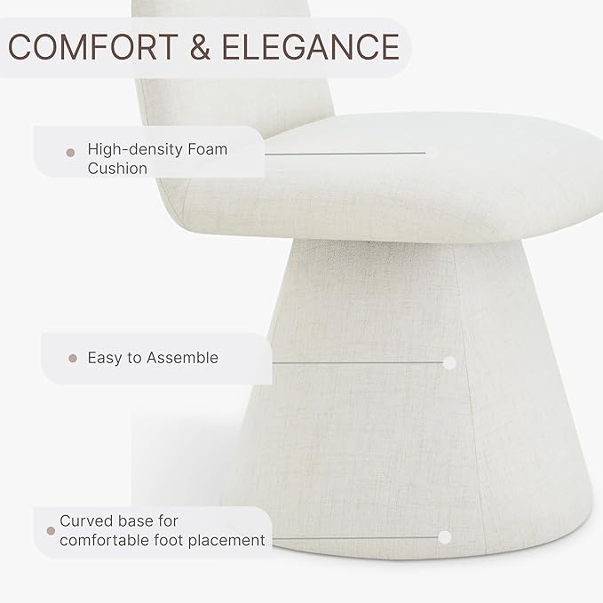 Swivel Dining Chairs Set of 2, Modern Upholstered Dining Chair Mid Century Kitchen Chairs with High Back, 360 Degree Rotating Vanity Chair for Dining Room, Bedroom, Farmhouse, Beige