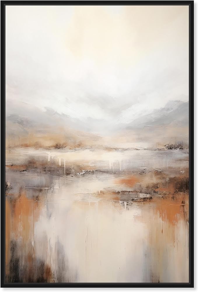 Art Remedy Natural Cascades Canvas Muted Abstract Wall Art, Black Frame, 16" x 24"