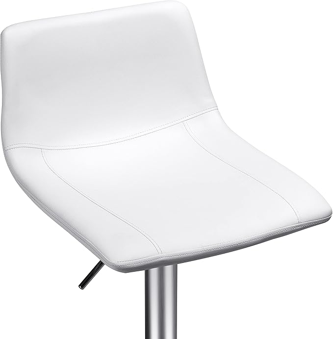 Finnhomy Bar Stools Modern PU Leather, Bar Stools Set of 2 Counter Height, Swivel Barstools with Footrest and L Shape Back, Height Adjustable Modern Bar Chairs for Kitchen, White