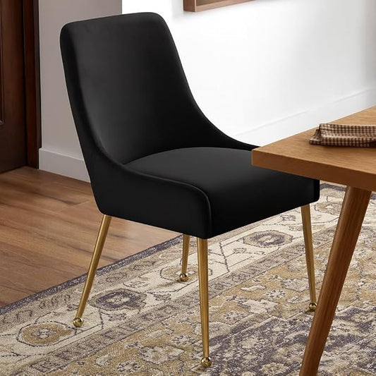 Meridian Furniture Owen 19.5" H Velvet Dining Chair in Black (Set of 2)