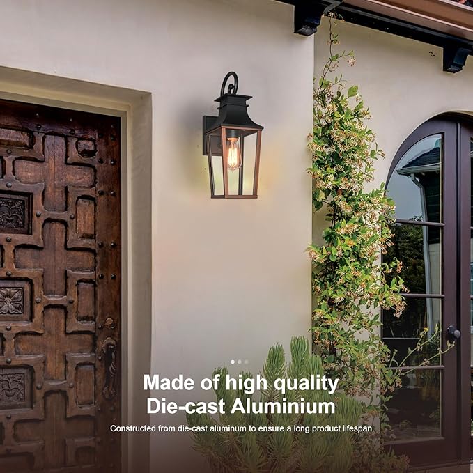 ALVIME Outdoor Sconce Lights, 17 Inch Aged Copper Outdoor Wall Lantern, Waterproof Outside Light Fixtures for House, Entryway, Front Door, Porch, Patio, Garage, E26 Base&High Strength Clear Glass