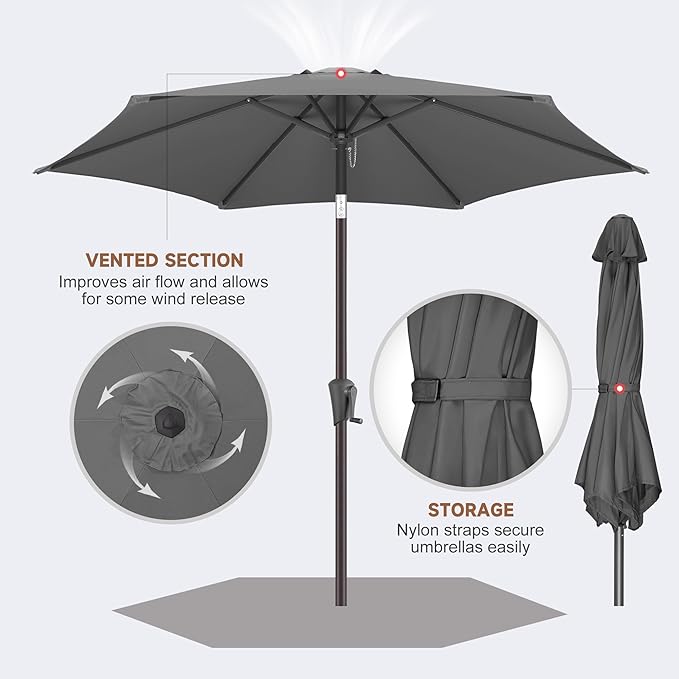 7.5FT Outdoor Patio Umbrella - Table Umbrella Waterprool UV Protection, Sombrillas de Patio with Push Button Tilt, Sun Umbrella for Pool, Porch, Garden, Deck, Backyard (Anthracite)