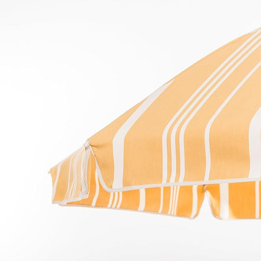 Business & Pleasure Co. Rio Umbrella Scalloped Brim For Beach, Patio or Picnic - 6' Boho Beach Umbrella, 7' Tall Wood Pole, UPF 50+