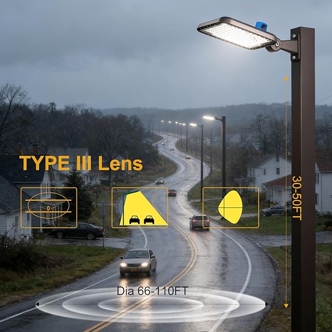 320W LED Parking Lot Light 48000lm (Eqv 1280W HID HPS) Arm Mount LED Pole Light IP65 5000K ETL Listed Commercial Area Lighting with Smart Photocell 6KV SPD 7 Yrs Warranty -2Pack