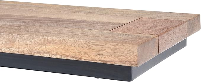 SIMPLIHOME Skyler C-Side Table - 18" Wide x 24" High Solid Mango Wood and Metal Slide-Under Table in Natural, Industrial Accent Table or End Table for Living Room or Bedroom with Open Frame, Assembled