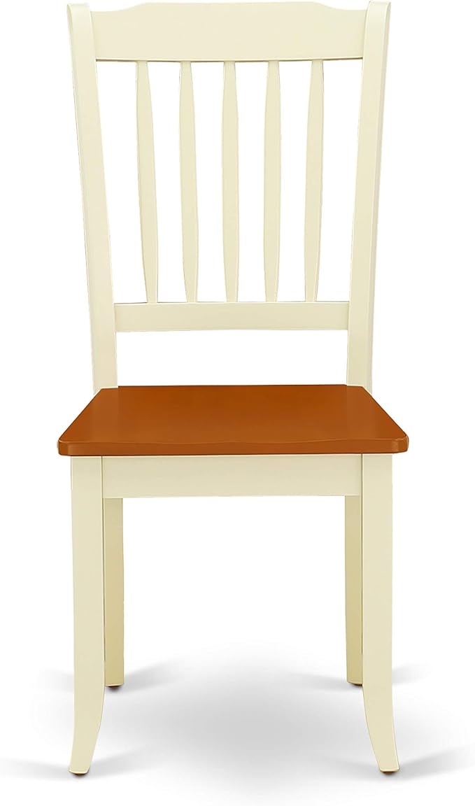 East West Furniture DAC-BMK-W Danbury Dining Chairs - Slat Back Wooden Seat Chairs, Set of 2, Buttermilk & Cherry