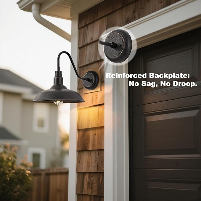14in Outdoor Gooseneck Barn Light for Garage, 2 Pack Bronze Exterior Wall Lights Fixture for Porch, Outside Farmhouse Wall Sconce for Patio, Cabin, Entryway